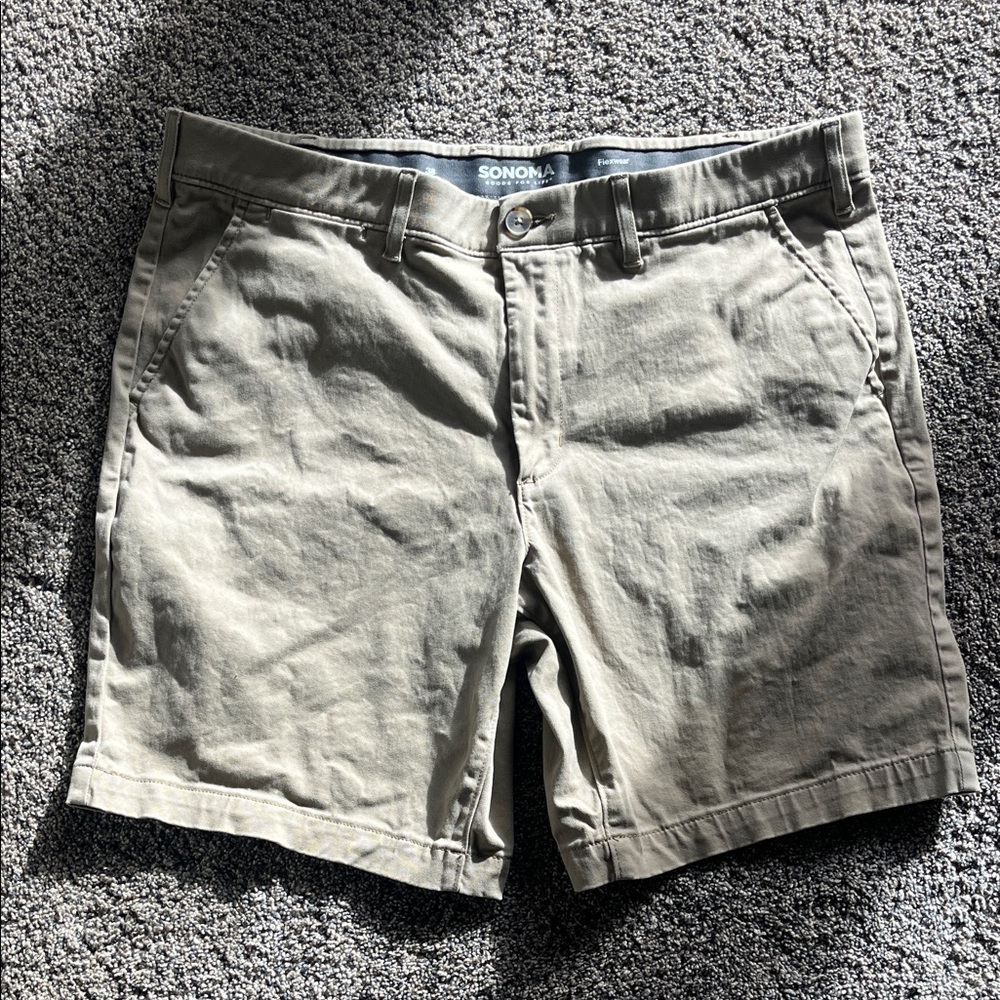 Sonoma Men's Khaki Flat Front Shorts